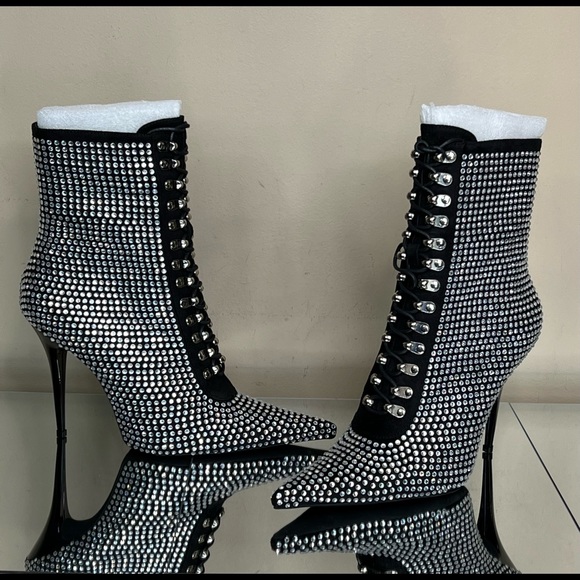 Jeffrey Campbell Rhinestone Suede Heeled Bootie - Picture 12 of 12